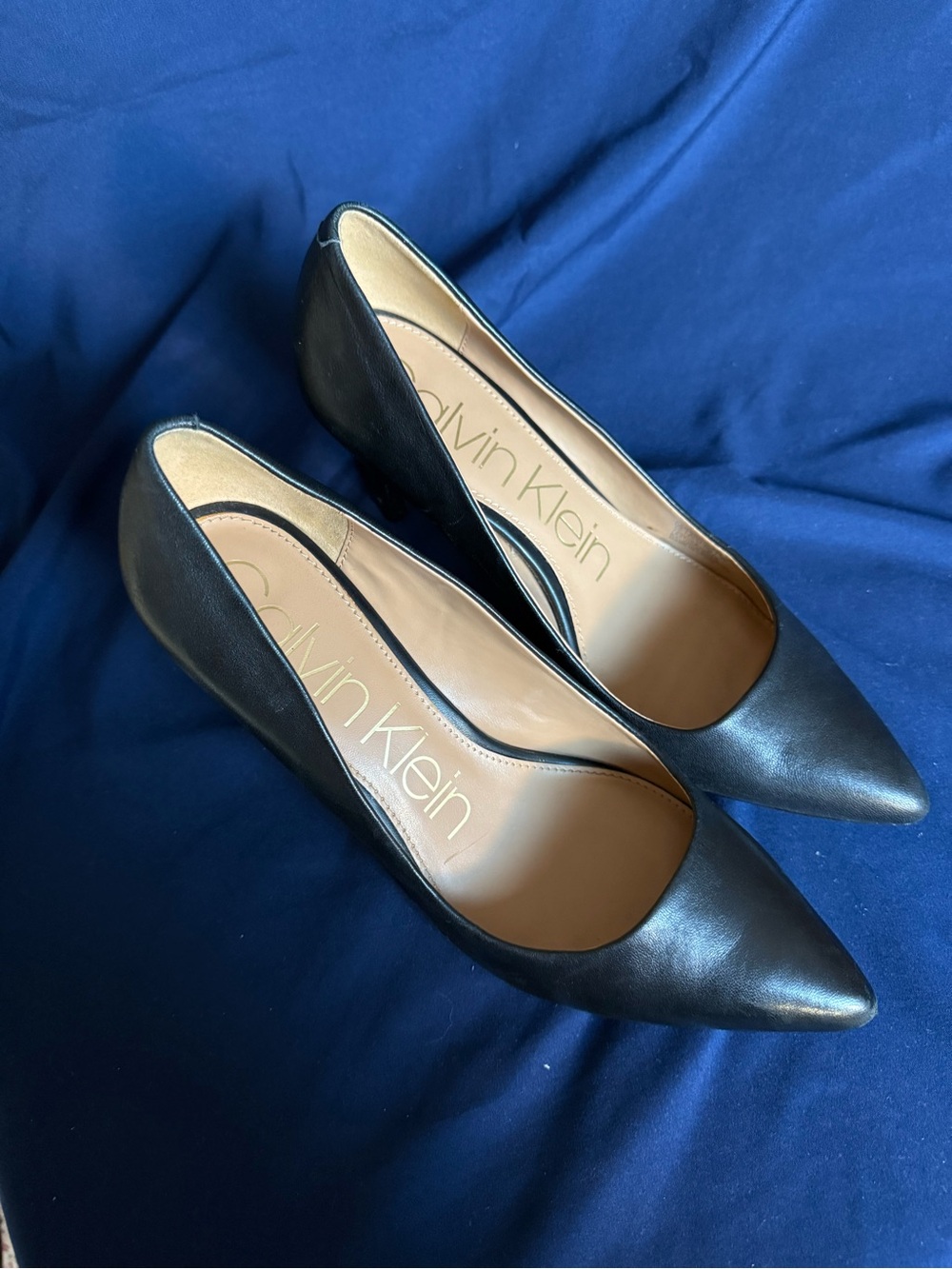 Calvin Klein Black Pointed Leather Pumps